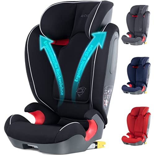 AVOVA® Star-Fix - Der Kindersitz für lange Fahrten I mit Isofix I 3 bis 12-Jährige I 100-150 cm I Perlmutt-Schwarz