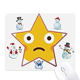Mauspad mit Aufschrift „Happy Christmas Snowman Family Star“, Gelb