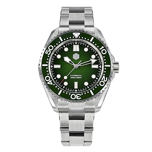 SAAKO San Martin aktualisiert Wasserdichte Uhren Uhren Henh35 Automatische mechanische Uhren, grün