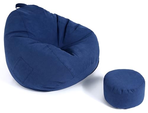 GXUYN Sitzsack Stuhlbezug(ohne Füllung), Weicher Waschbar Feiner Samt-Baumwolle Sitzsäcke Bezug Faule Sofa Sitzsackhülle für Kinder und Erwachsene,Royal Blue,35"x43"