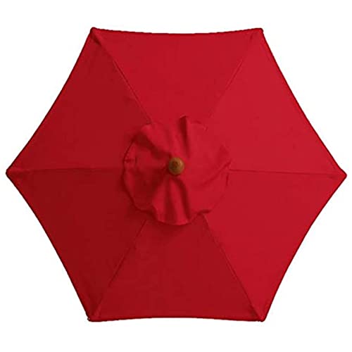 HULG Sonnenschirm Ersatzbezug 3m,Ersatz-Sonnenschirm-Überdachung Mit 6 Rippen, 3 M Markttisch-Regenschirm,UV-Schutz, Ersatzstoff (2.7M/8.85FT,Red)