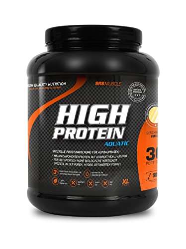 SRS Muscle - High Protein Aquatic XL, 900 g, Vanille | 3+1 Mehrkomponentenprotein | optimiert auf biologische Wertigkeit | aspartamfrei | laktosereduziert | deutsche Premiumqualität (Vanille, 900 g)