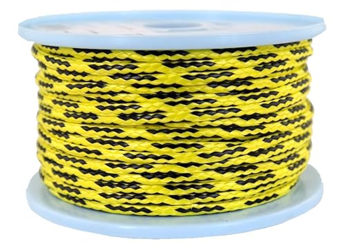 Dyneema Flechtschnur Seil Dyneemaseil Flechtleine aus Dyneema - Durchmesser 4mm - 50 Meter Fb.gelb-schwarz