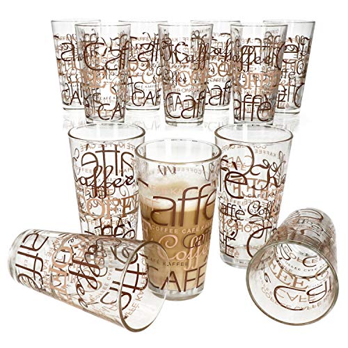 12er Set Latte Macchiato Glas 39cl stapelbar Coffee Dekor