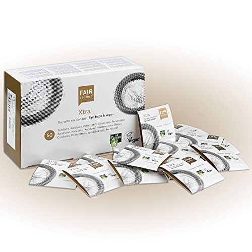 FAIR SQUARED Xtra Kondome 60 Box – Vegane Kondome aus fair gehandeltem Naturkautschuk – Kondom gefühlsecht hauchzart (60 Stück, XTRA)
