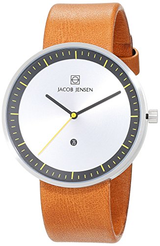 Jacob Jensen Herren Analog Quarz Uhr mit Leder Armband 32271