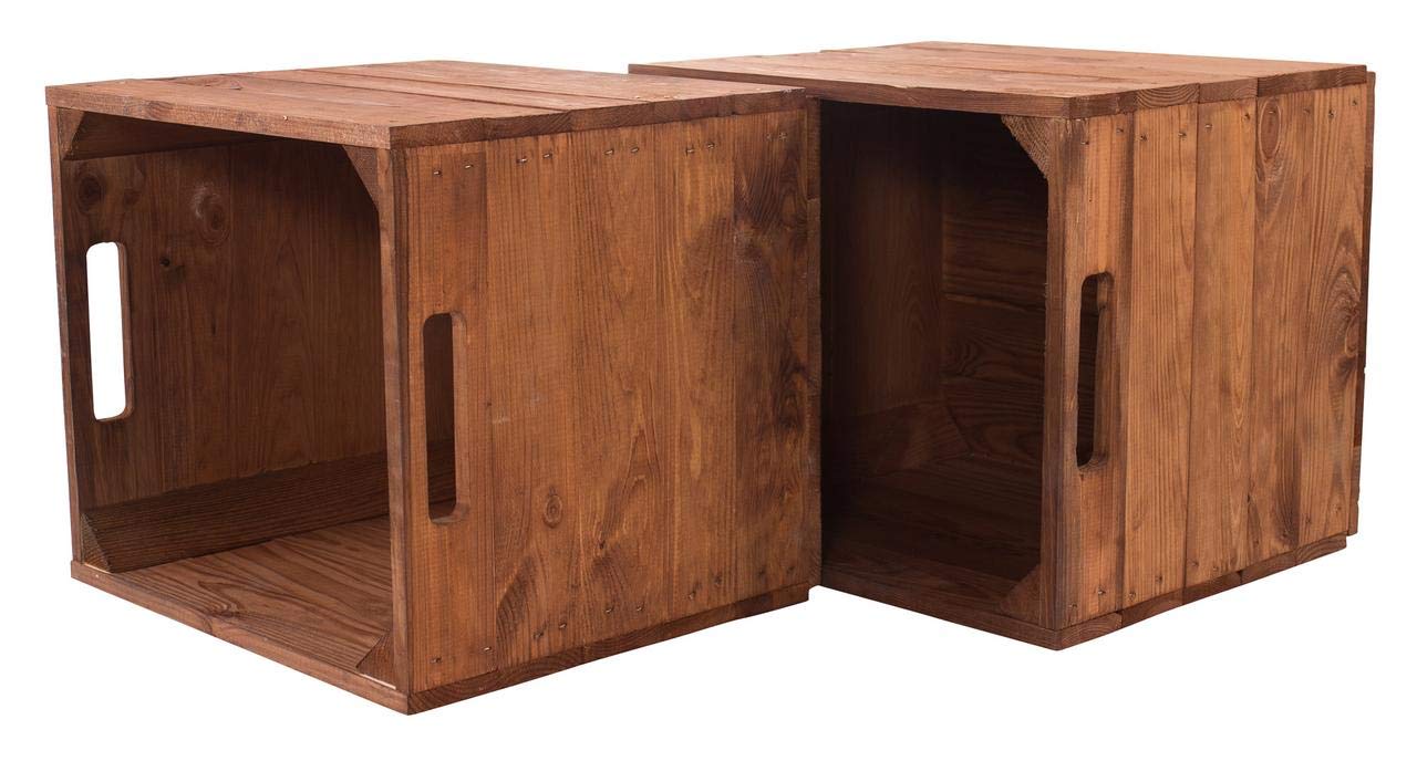 2X Vintage-Möbel 24 Holzkiste Used für Kallax Regale 33cm x 37,5cm x 32,5cm Regalkiste rustikal IKEA Einsatzkiste Weinkisten als Küchenregal Wandregal Badregal Obstkisten gebraucht alt