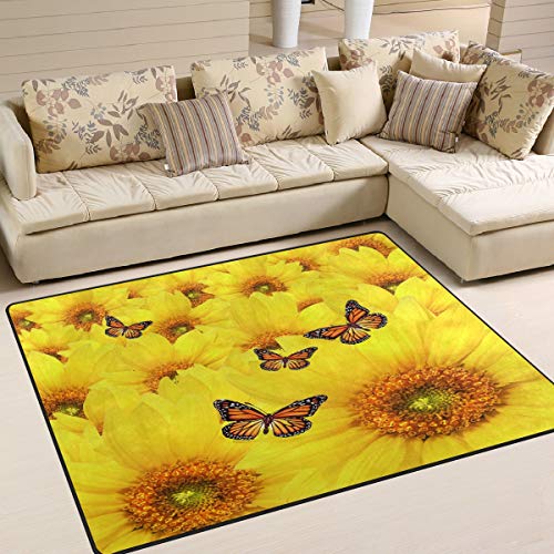 Use7 Teppich, Sonnenblumen-Motiv, Gelb, Textil, Mehrfarbig, 160cm x 122cm(5.3 x 4 feet)