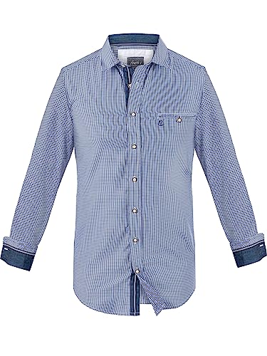 Almbock Exklusive Trachtenhemden | Hemd in blau mit Made in Germany | Hemd Langarm zur Hochzeit oder Oktoberfest in Größe XL