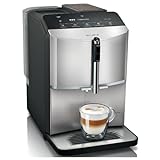 Siemens Kaffeevollautomat EQ300 TF303E07, für viele Kaffeespezialitäten, Milchaufschäumer, Keramikmahlwerk, OneTouch-Funktion, 1300 W, Inox silver metallic