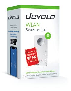 devolo Wi-Fi Repeater+ ac: Wi-Fi Repeater mit Netzanschluss, schnelleres Internet Dank Dual WiFi Technologie, kompatibel mit Allen Routern (1200Mbit/s, 2X LAN-Anschlüsse, AP-Modus,