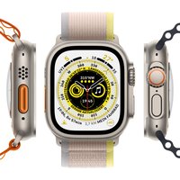 Apple Watch Ultra - 49 mm - Titan - intelligente Uhr mit Trail Loop - soft double-layer nylon - yellow/beige - Bandgröße: S/M - 32 GB - Wi-Fi, LTE, UWB, Bluetooth - 4G - 61.3 g