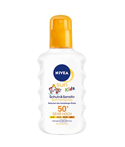 NIVEA SUN Sonnenspray für Kinder, Lichtschutzfaktor 50+, 200 ml Sprühflasche, Kids Schutz & Sensitiv