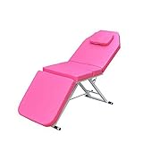 Verstellbare Schönheitsmassage Tischbett 3-fach Tragbar Salon Spa Behandlung Couch Tattoo Bett Feinzellige Schaummassage Tisch Pediküre Stuhl Körperpflege (Pink)