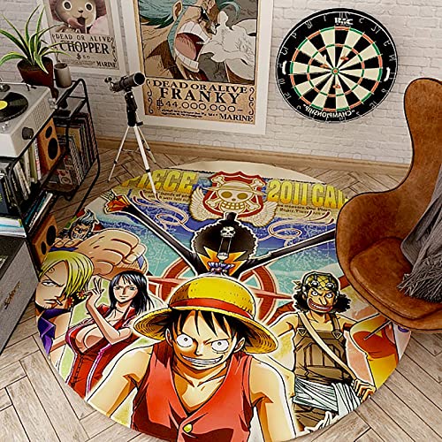 KUentz Teppich Cartoon Anime Kinderzimmer One Piece Anime Teppich Kinderteppich Jungen Schlafzimmer Teppich Wohnzimmer Teppich Superweicher Flanell Rutschfester Teppich(80x80cm)