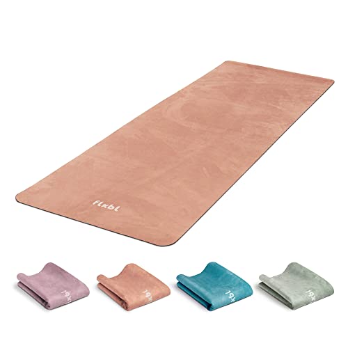 FLXBL Yoga Reise Yogamatte und Luxus Auflage in einem – Rutschfest und Waschbar – Dünn, Leicht und Faltbar für Travel – Nachhaltig und 100% Vegan (Terra)