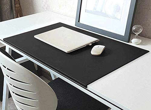 Schreibtischunterlage mit Kantenschutz Wasserdicht PU Leder Rutschfest Mauspad Hitzebeständig Büro Tischmatte für Tastatur Laptop und PC Schwarz - 70x35cm
