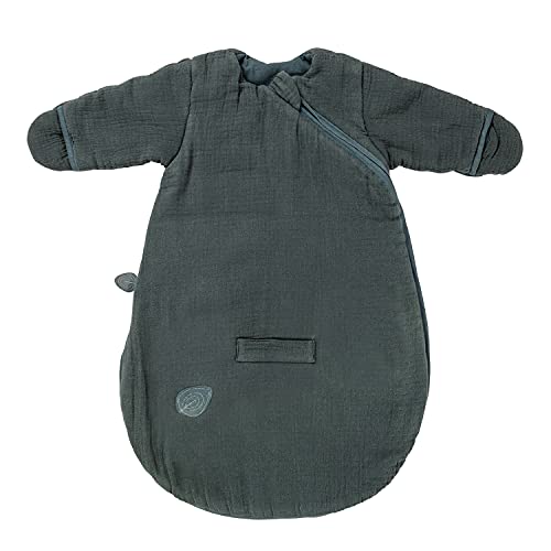 Nattou Babyschlafsack für Herbst und Winter aus 100 % Baumwolle (Musselin), Mit Fäustlingen, TOG 2, Ca. 60 cm, Luna und Axel, Grün