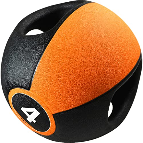 Pure2Improve Unisex-Adult Medizinball mit Griffen, Orange/Schwarz, 4kg