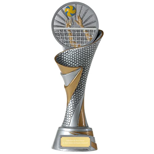 KDS FG Pokal L Trophäe Volleyball Beachvolleyball mit Emblem 70 mm schwer mit Gravur ca. 26 cm hoch