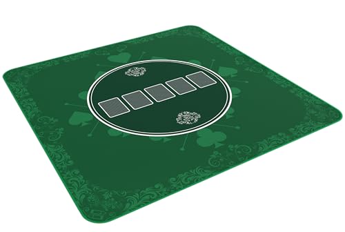 Bullets Playing Cards Heads-Up Pokermatte grün in 80 x 80cm für den eigenen Pokertisch - Deluxe Pokertuch - Pokerteppich - Pokertischauflage