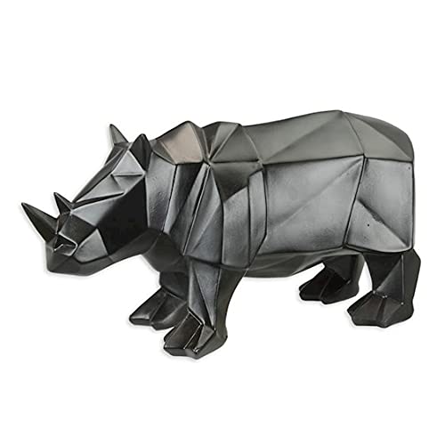Deko Nashorn Rhinoceros Skulptur schwarz Polygonal 39,5 cm
