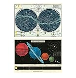Cavallini Wrap – Himmlisches und Sonnensystem – 2 x Poster-Set – 50 x 71 cm