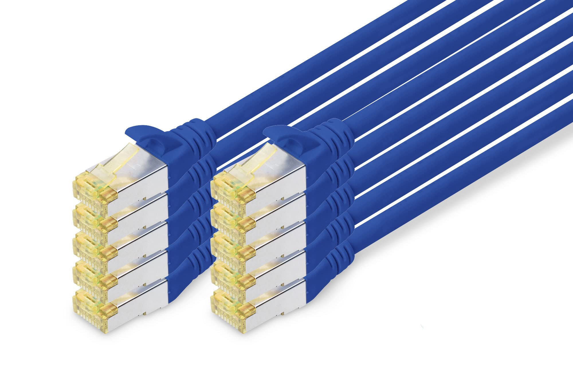 DIGITUS LAN Kabel Cat 6A - 0,25m - 10 Stück - RJ45 Netzwerkkabel - S/FTP Geschirmt - Kompatibel zu Cat-6 & Cat-7 - Blau