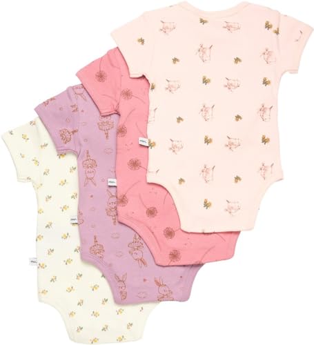 Pippi Unisex Baby Body SS AO-Printed (4-Pack) Underwear, Dusty Rose, 104