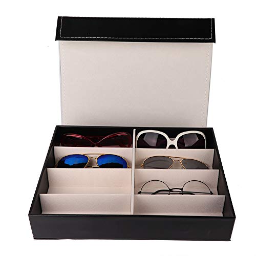 8 Grids Sonnenbrille Organizer, Delicate Glasses Box Sonnenbrille Organizer Schwarz Brillenvitrinen Brillensammler Vitrine Brillen Aufbewahrungsbox, für Frauen und Männer