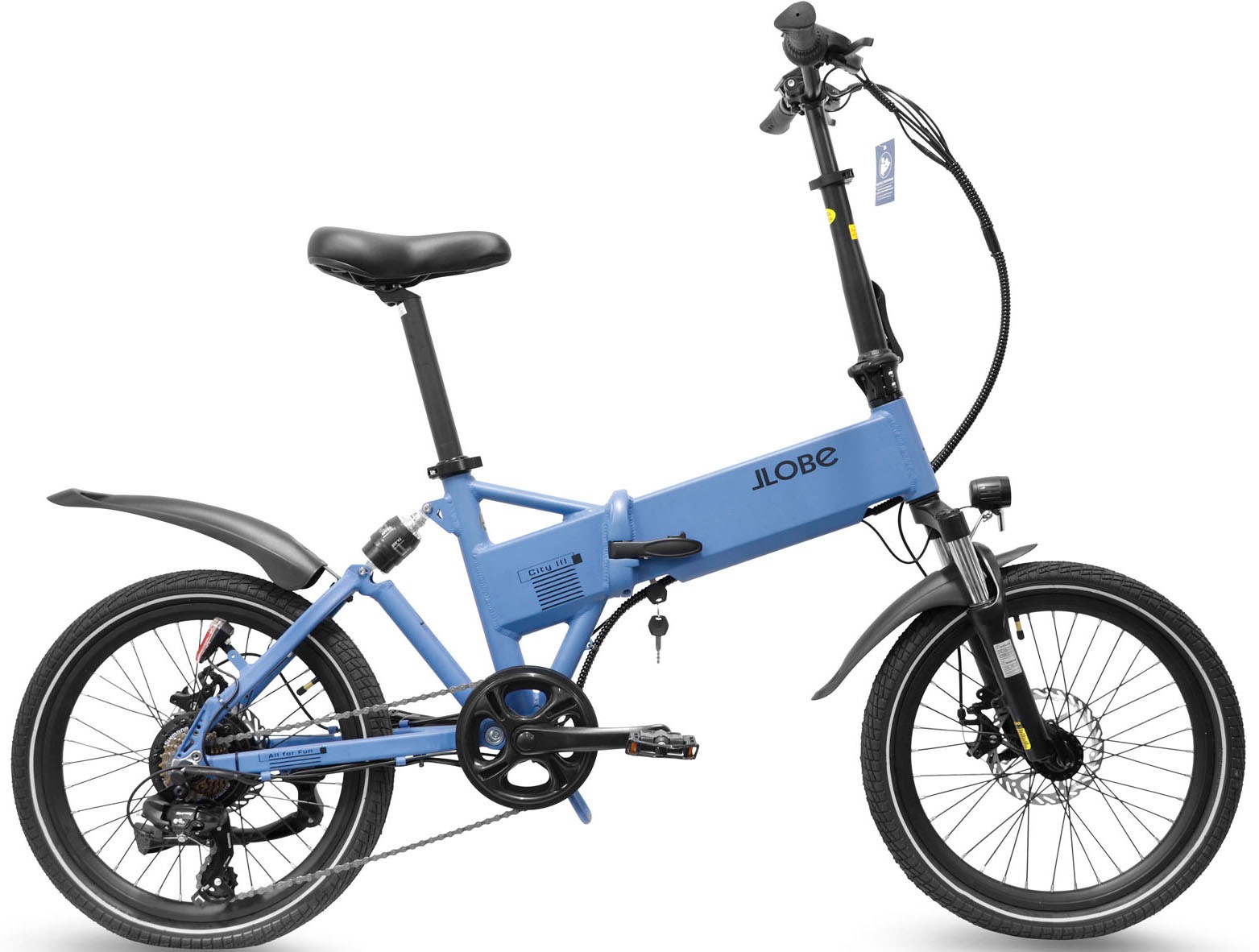 LLobe E-Bike "City III blau 36V / 10,4Ah", 3 Gang, Shimano, 7-Gang Shimano Kettenschaltung, Frontmotor 250 W