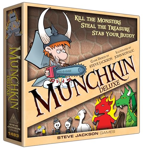 Steve Jackson Games , Munchkin: Deluxe , Board Game , Ages 14+ , 1-4 Players , 30-120 Minute Playing Time
