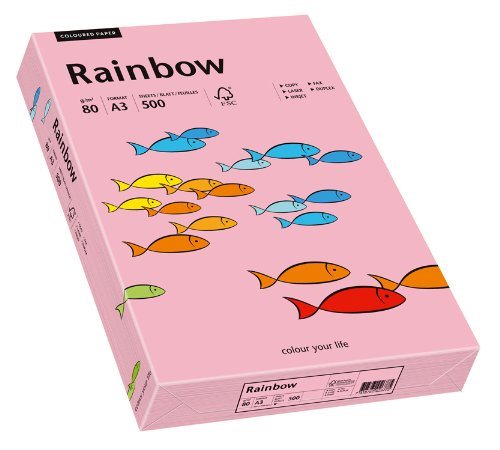 Papyrus 88042544 Drucker-/Kopierpapier farbig: Rainbow 80 g/m² DIN-A3, 500 Blatt Buntpapier, matt, rosa