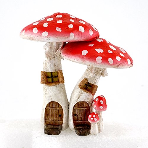 Top Collection Miniature Fairy Garden & Terrarium Cute Mushroom Houses with Pick Decor, Red, Small