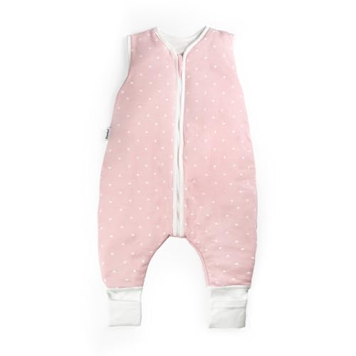 Ehrenkind® Babyschlafsack mit Beinen | Bio-Baumwolle | Ganzjahres Schlafsack Baby Gr. 70 Farbe Rosa mit weißen Punkten