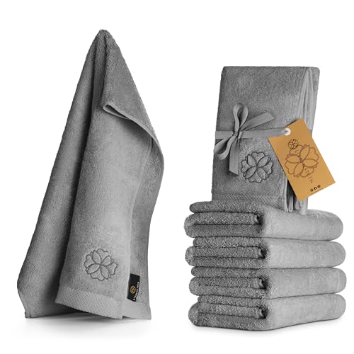 Liebenstein® [6er Premium Handtücher Set - 50x100 cm - Handtuch Set aus feinster Baumwolle mit 550 g/m² - außergewöhnlich weich und saugstark (anthrazit)