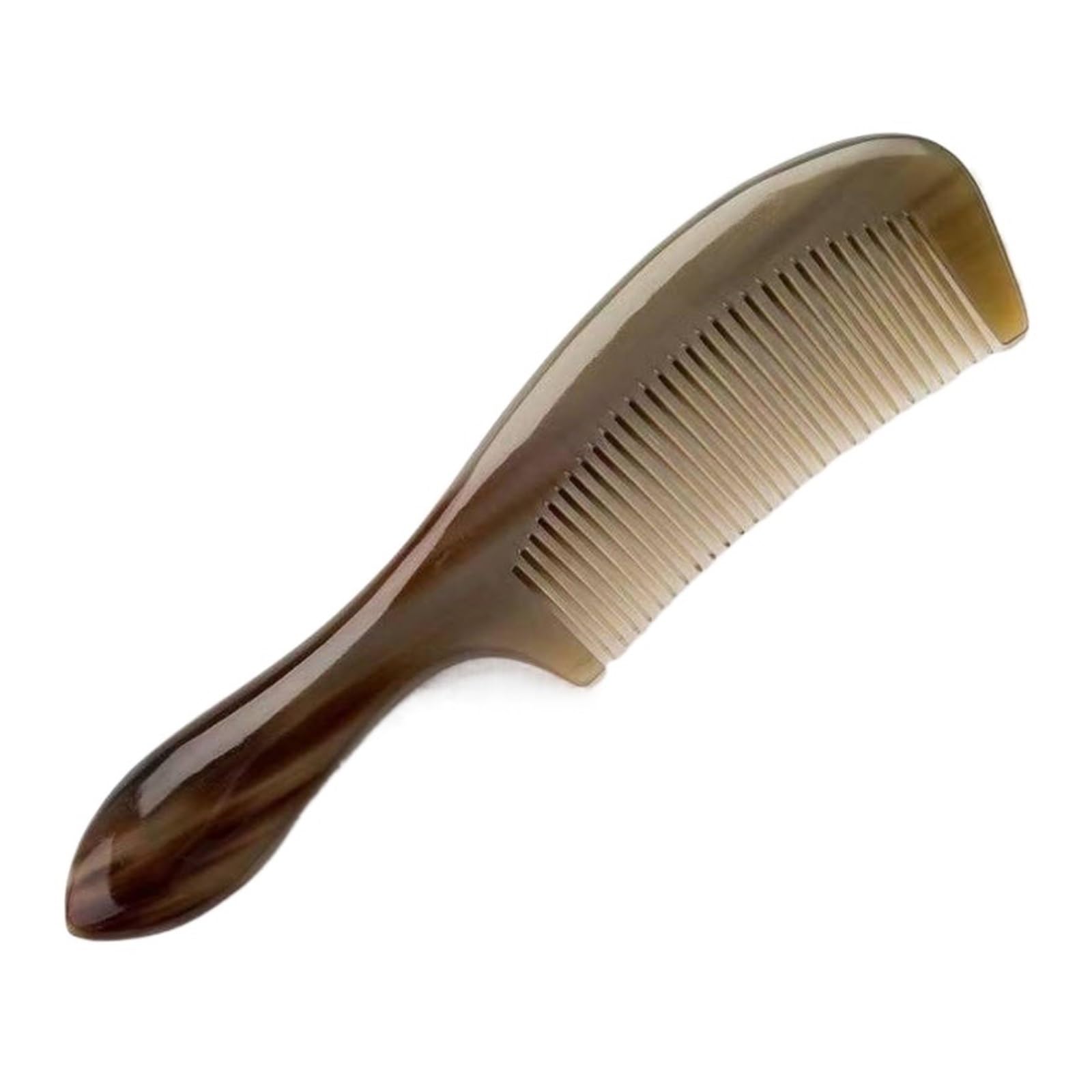 Natürlicher Ochsenhornkamm, feiner Zahn mit verdicktem Griff, Kopf-Kopfhaut-Massage, handgefertigte Haarkämme, antistatisch (Color : 20cm)