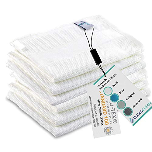 ELEXACLEAN Geschirrtücher Microfaser (6er Set, 68x42 cm, weiß) - Oeko-TEX® Standard 100 - Geschirrhandtücher, Handtücher Küche modern