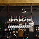 ZQJYMXM Barware Decken-Rotweinglashalter, Bar, hängend, hoher Glashalter, höhenverstellbar, Weinregal, Aufbewahrung/Braun/60 cm ziyu
