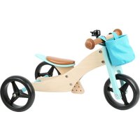 small foot 11610 Trike 2 in 1 Türkis aus Holz, DREI-und Laufrad, mit verstellbarem Sitz und gummierten Reifen Outdoor Spielzeug