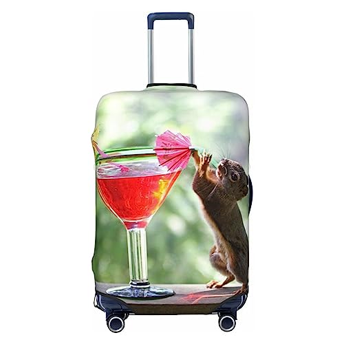 OPSREY Lustiger Eichhörnchen-Aufdruck, Gepäckabdeckung, elastisch, waschbar, Koffer-Schutz für 53,3-81,3 cm, Schwarz , L