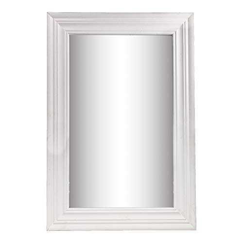 DRULINE Wandspiegel Badspiegel 56x38/38x56cm Spiegelrahmen Spiegel Stabiler Rückwand Rahmenleiste Dekospiegel aus Hoiz Dekoration für Badezimmer, Schlafzimmer,Flur, Wohnzimmer Weiß