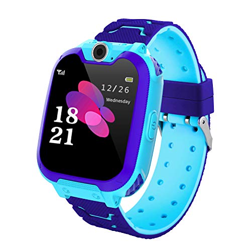 Winnes Smartwatch für Kinder, Mädchen, Musik und 7 Spiele, Smart Watch Phone, 2-Wege-Kamera-Wecker für Jungen und Mädchen, 3-12 Jahre (blau)