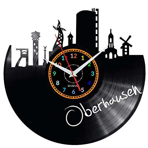 EVEVO Oberhausen Wanduhr Vinyl Schallplatte Retro-Uhr groß Uhren Style Raum Home Dekorationen Tolles Geschenk Wanduhr Oberhausen