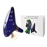 Zelda Ocarina 12 Loch Alt C mit Liederbuch, Präsentationsständer, Schutztasche, Kordel für Zelda Fans oder Anfänger, Blau