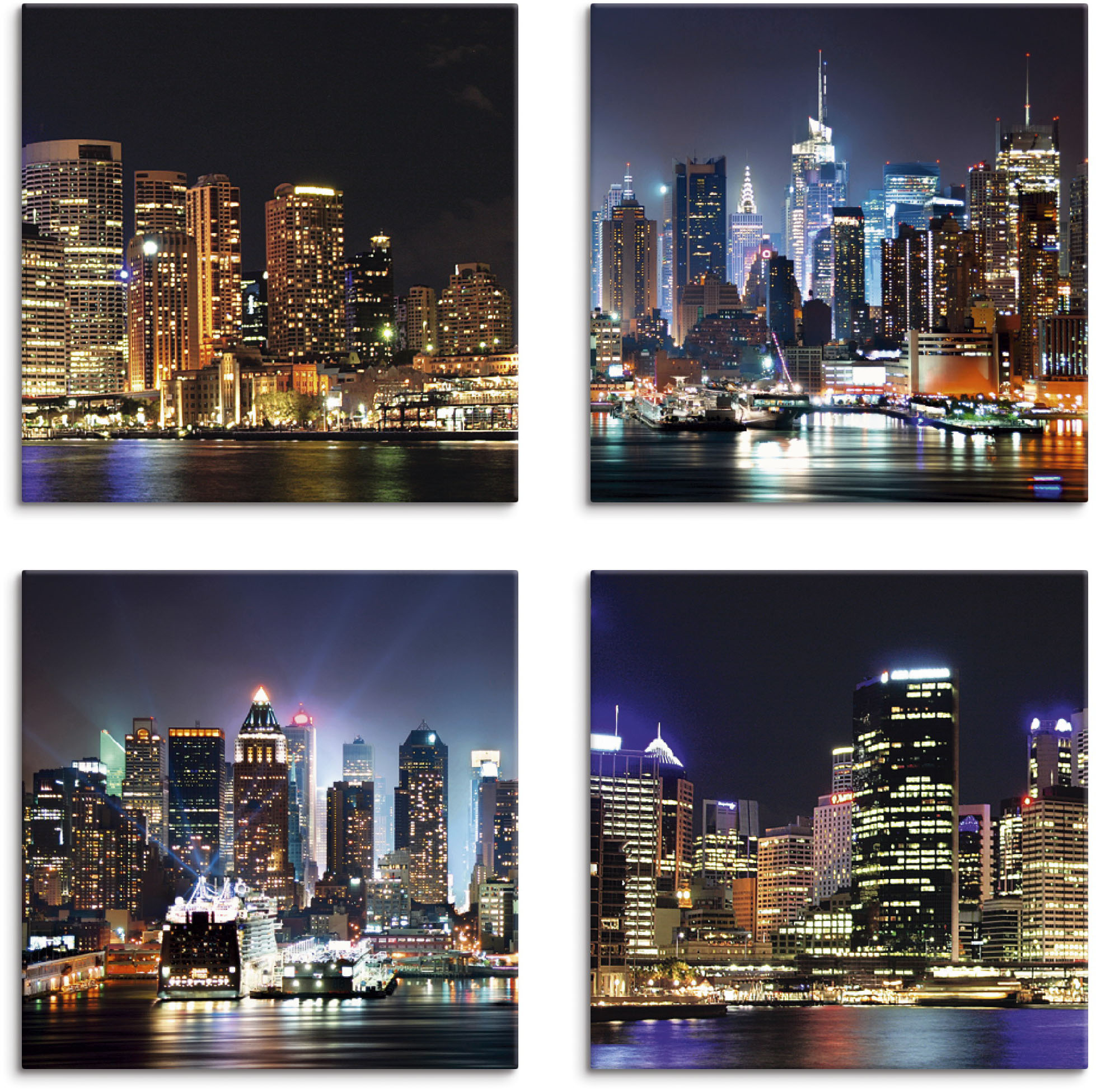 Artland Leinwandbild "Sydney Hafen und New York Times Square", Städte, (4 St.)