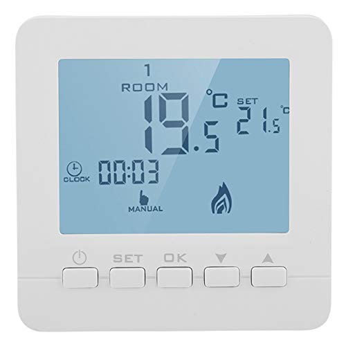 Intelligenter digitaler Thermostat, programmierbarer Thermostat mit klarem Komfort-LCD-Display, kabelloser Temperaturregler für 5A-Heizkessel