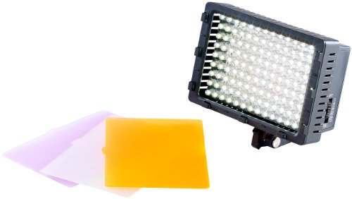 Somikon LED Fotolicht: Foto- & Videoleuchte, 126 Tageslicht-LEDs, 8 Watt, 520 Lumen, 5.500 K (Akku Videoleuchte, LED-Videoleuchte dimmbar, Blitzschiene)