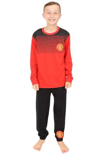 Jungen Manchester United Football Club Langer Schlafanzug Baumwolle Rot Schwarz, Red, 15-16 Jahre