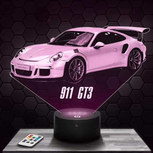 Nachttischlampe - Touch-Nachtlicht Voiture sportive 911 GT3 3D-LED-Lampe Illusion, Geschenkidee Weihnachten Geburtstag Junge und Mädchen Nachttischlampe Kinder- oder Erwachsenenzimmer